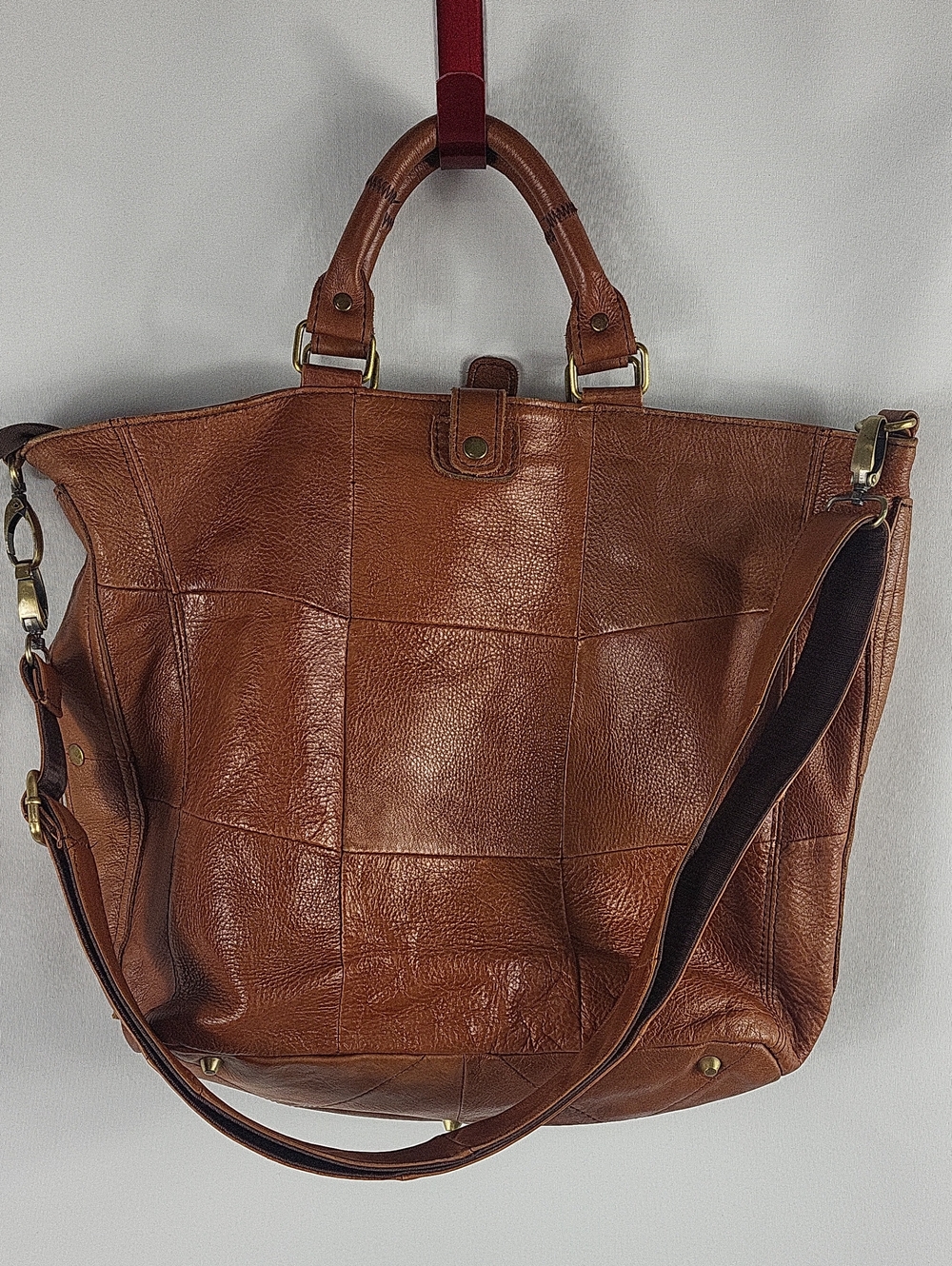 One Fated Knight Brown Leather Tote Bag